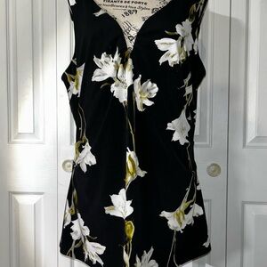 Le Chateau Black and White Floral Tank Top